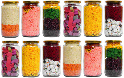 shreenath sales Glass Grocery Container  - 1000 ml(Pack of 12, Clear)