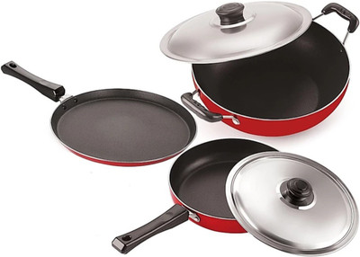 BAHURANI Non-Stick Coated Cookware Set(Aluminium, 3 - Piece)