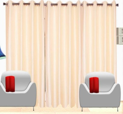 HHH FAB 274.32 cm (9 ft) Polyester Semi Transparent Long Door Curtain (Pack Of 3)(Solid, Cream)