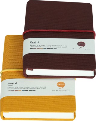 comma Regina - A6 Size - Hard Bound Notebook with Elastic Band A6 Notebook Single Ruled 192 Pages(Maroon, Mustard Yellow, Pack of 2)