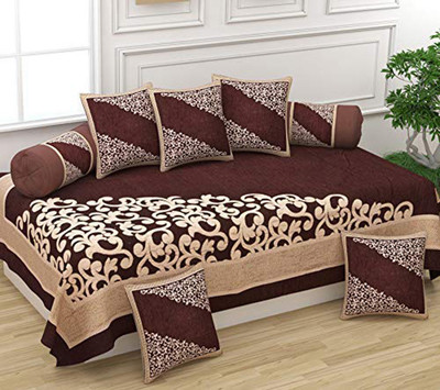 Skytex Chenille Abstract Diwan Set(Brown)