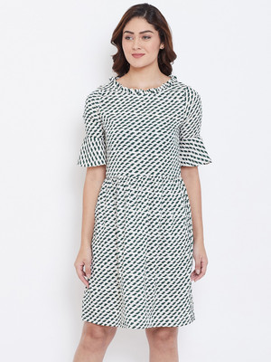 Avyanna Women A-line White Above Knee/Mid Thigh Length Dress