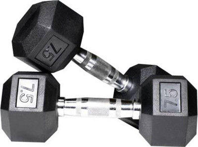 Dinetic Pair Of 7. 5 Kg Rubber Coated Hex Dumbells ( 7.5 KG X 2 = 15 KG TOTAL ) Fixed Weight Dumbbell(15 kg)