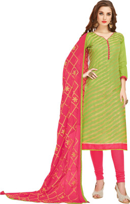 Blissta Cotton Blend Embroidered, Printed Salwar Suit Material
