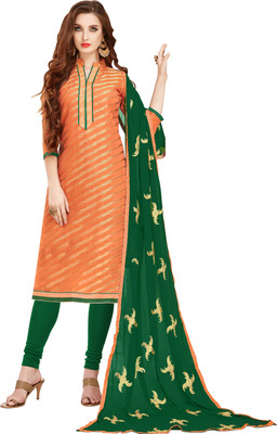 Kimisha Jacquard Solid, Embroidered, Striped Kurta & Churidar Material