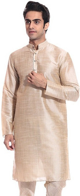 MAG Men Solid A-line Kurta(Gold)