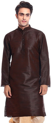 MAG Men Solid A-line Kurta(Brown)