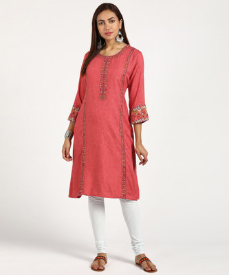 biba-women-printed-a-line-kurtaorange