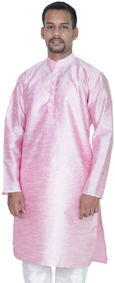 MAG Men Solid A-line Kurta(Pink)
