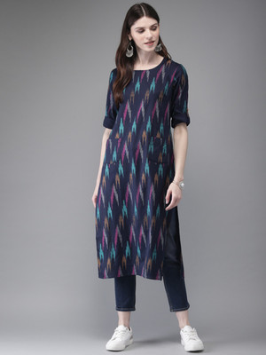 66 OFF on ANOUK Women Printed Straight Kurta Multicolor on