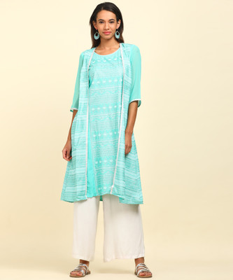 Aurelia Women Printed A-line Kurta(Green)