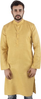 MAHARAJA Men Solid Straight Kurta(Yellow)