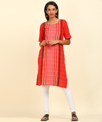 Aurelia Women Self Design Straight Kurta(Dark Blue)