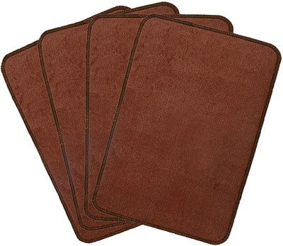 KUBER INDUSTRIES Microfiber Door Mat(Brown, Free, Pack of 4)