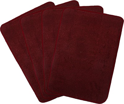 KUBER INDUSTRIES Microfiber Door Mat(Maroon, Free, Pack of 4)