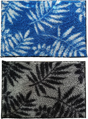athom TRENDZ Polyester Bathroom Mat(Multicolor, Large, Pack of 2)