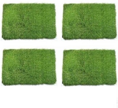 COMFY HOME Artificial Grass Door Mat(Green, Medium, Pack of 4)