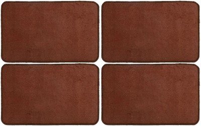 KUBER INDUSTRIES Microfiber Door Mat(Brown, Free, Pack of 4)