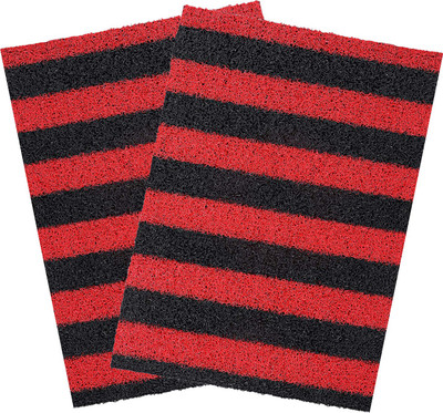 KUBER INDUSTRIES Rubber Bathroom Mat(Red & Black, Free, Pack of 2)