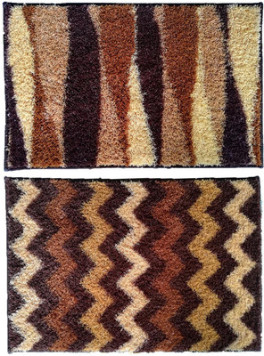 athom TRENDZ Polyester Bathroom Mat(Multicolor, Large, Pack of 2)