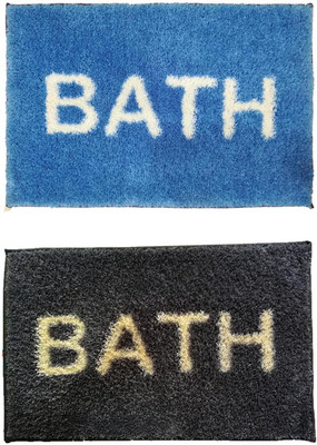 athom TRENDZ Polyester Bathroom Mat(Multicolor, Large, Pack of 2)
