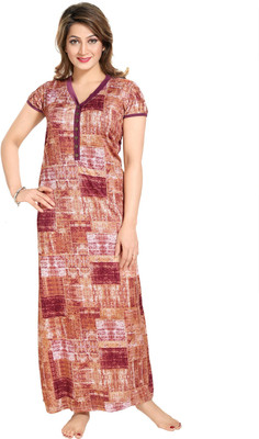 Glam World Women Nighty(Multicolor)