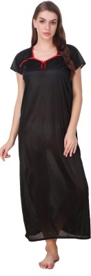 CADEAU Women Nighty with Robe(Black)