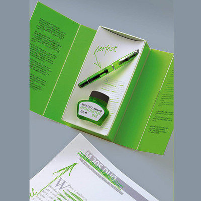 Pelikan Set 205 Duo H. Shiny Green FP (BB) + Ink Bottle Ink Bottle(Ink Color - Blue)