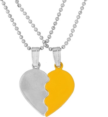 MissMister Stainless Steel and Yellow Coated Steel Two Parts, Heart Shape Fashion Pendant Men Women Latest Silver Stainless Steel Pendant