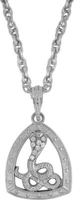 MissMister Brass Silver Plated American Diamond, Naag Dev Snake Design Pendant Men Women Fashion Silver Cubic Zirconia Brass Pendant