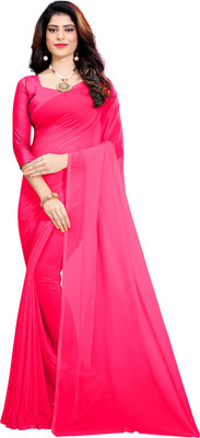 RK Fashions Solid/Plain Daily Wear Georgette Saree(Pink)