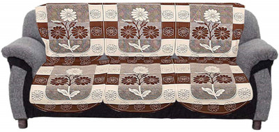KUBER INDUSTRIES Cotton 3+2 Seater Sofa Floral Cover(Pack of 6 Brown)