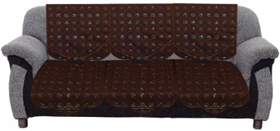 KUBER INDUSTRIES Cotton 3 Seater Sofa Floral Cover(Pack of 2 Brown)