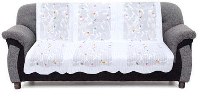 KUBER INDUSTRIES Cotton Floral 3 Seater Sofa Cover(White Pack of 2)