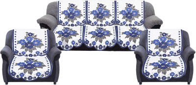 KUBER INDUSTRIES Cotton Floral Sofa Cover(White & Blue Pack of 6)