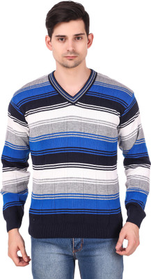 Trend Setter Woven V Neck Casual Men Multicolor Sweater