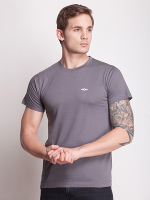 Force NXT Solid Men Round Neck Grey T-Shirt