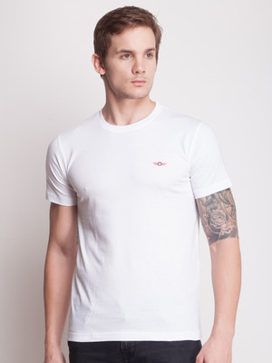 Force NXT Solid Men Round Neck White T-Shirt