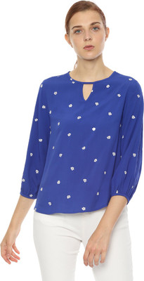 VAN HEUSEN Casual 3/4 Sleeve Printed Women Blue Top