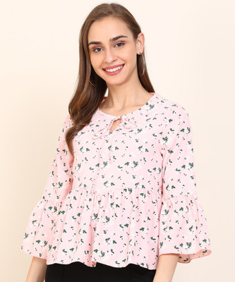 van-heusen-casual-bell-sleeve-printed-women-pink-top