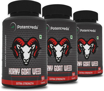 Potentveda Horny Goat Weed with Maca root 90 Capsules Supplement(3 x 90 Capsules)