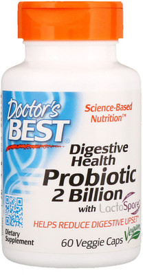Doctor's Best Digestive Health, Probiotic 2 Billion with LactoSpore, 60 Veggie(60 No)