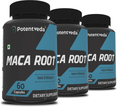 Potentveda Maca Root extract 800mg Supplement 60 Veg capsules pack 3(3 x 60 No)
