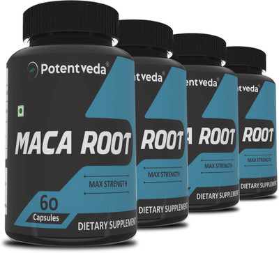 Potentveda Maca Root extract 800mg Supplement 60 Veg capsules pack 4(4 x 60 Capsules)