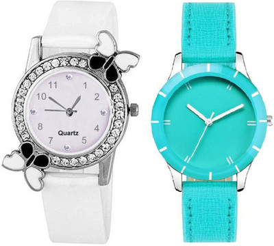 Lizzy LZ-Slim & Shiny Look Sky Blue & White butterfly on diamond studded case analog 71434 Standard Quality Premium Colllection Analog Watch - For Women