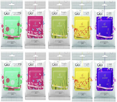 Godrej Fresh Lush Green, Morning Misty Meadows, Violet Valley Bloom, Bright Tangy Delight Car Freshener Blocks Aer Pocket(10 x 10 g)