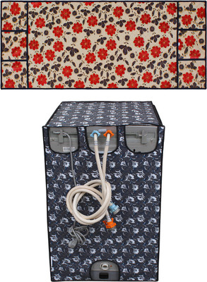 Glassiano Top Loading Washing Machine  Cover(Width: 58.42 cm, Gold, Red)