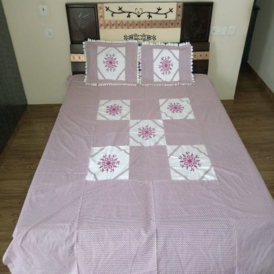 Dehati Homez 140 TC Cotton King Embroidered Flat Bedsheet(Pack of 1, LIGHT PURPLE)