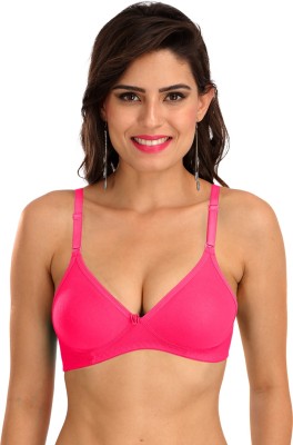 SONA Women's M1001 Cotton Rich Solid Non-Padded Full Cup Wire Free T-Shirt Bra Women T-Shirt Non Padded Bra(Pink)