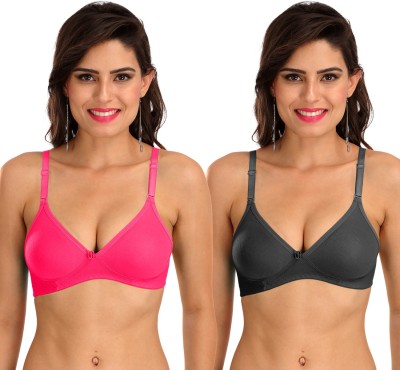 SONA M1001 Everyday with Free Transparent Straps Women T-Shirt Non Padded Bra(Pink, Black)